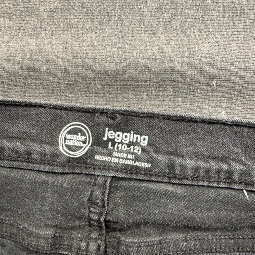 Wonder Nation Girls Black Distressed Jeggings Size L 10-12 Faded Denim Pants - Picture 6 of 9